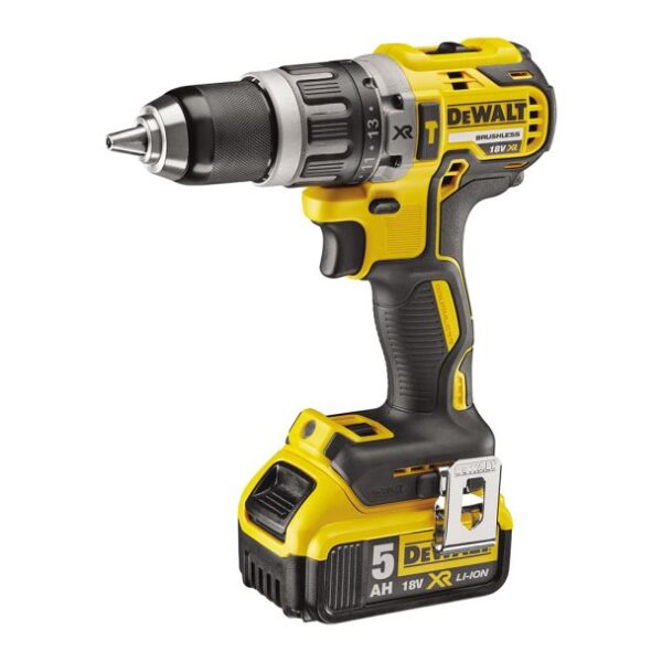 Masina de gaurit si insurubat cu percutie, cu acumulatori Dewalt DCD796P2, 18V/5.0Ah, cuplu maxim 70 Nm, 2 acumulatori, incarcator, valiza de transport